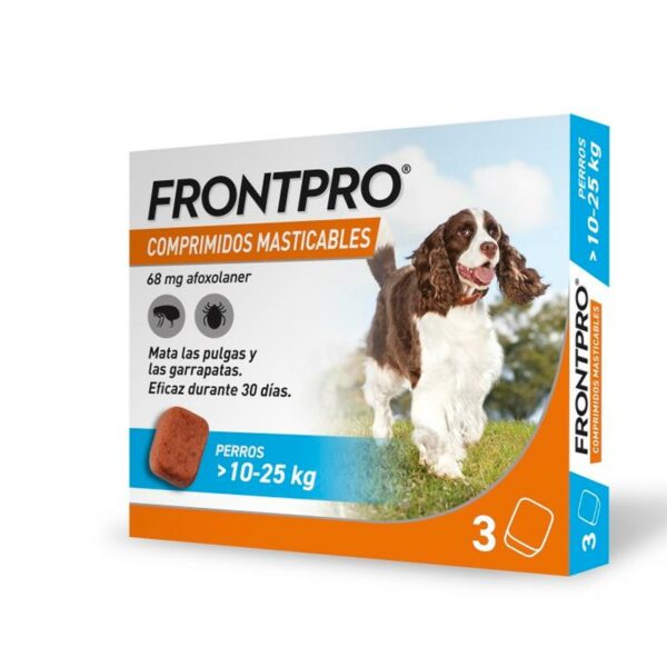 frontpro comprimidos masticables antiparasitario para perros 10 25kg
